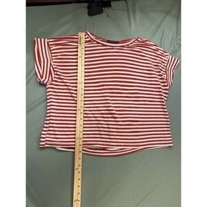 Brandy Melville Shirt Womens One Size Red Striped Short Sleeve Crewneck Tee